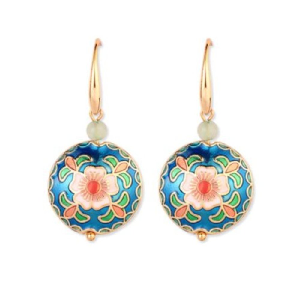 NEW 14 Gold Plated Flower Vintage Venturine Earrings Last One - Picture 12 of 16